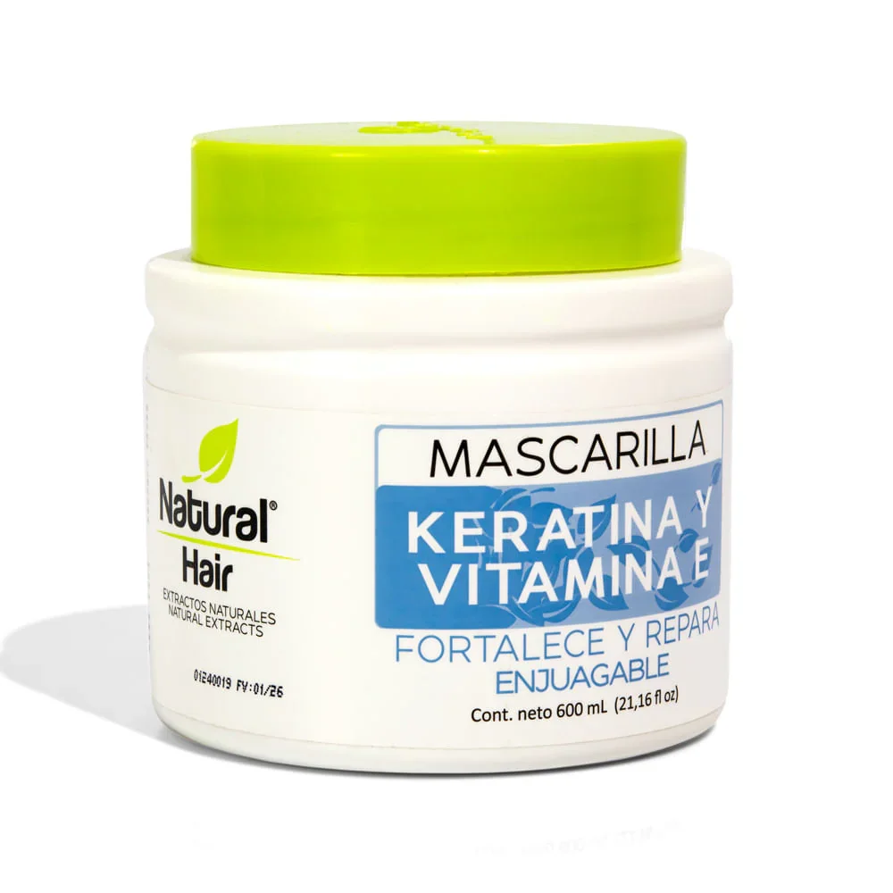 MASCARILLA NATURAL HAIR KERATINA Y VITAMINA E ENJUAGABLE (600 ML)