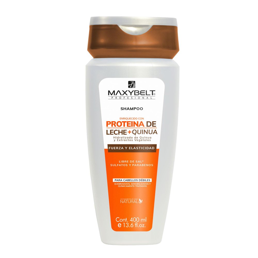 SHAMPOO MAXYBELT PROTEÍNA DE LECHE Y QUINUA (400ML)