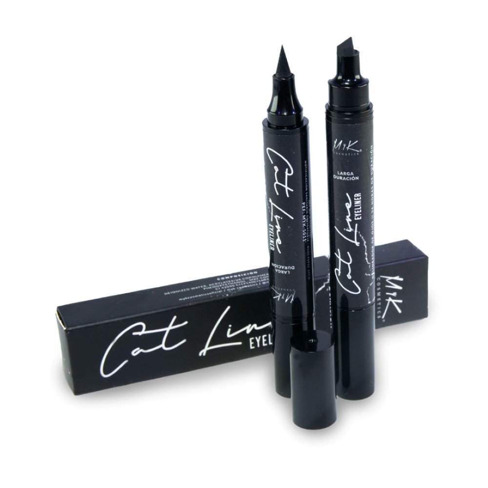 DELINEADOR DOS EN UNO CAT LINE MYK COSMETICS NEGRO 3G