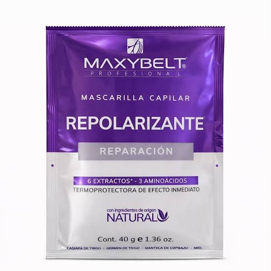 MASCARILLA CAPILAR REPOLARIZANTE REPARACIÓN MAXYBELT X 40 G