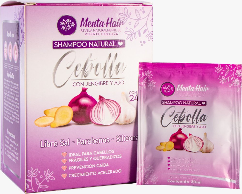 MENTA HAIR SHAMPOO NATURAL CEBOLLA CON JENGIBRE Y AJO 30 ML