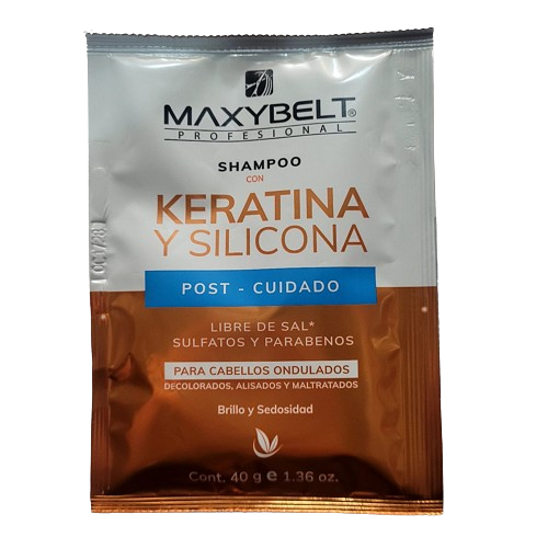 SHAMPOO CON KERATINA Y SILICONA POST-CUIDADO MAXYBELT X 40 G