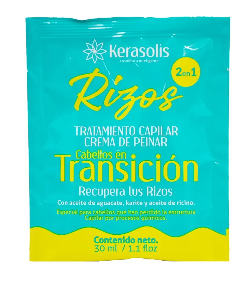 KERASOLÍS RIZOS 2 EN 1 TRATAMIENTO CAPILAR CREMA DE PEINAR CABELLOS EN TRANSICIÓN 30 ML