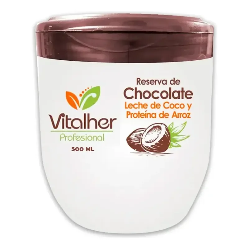 TRATAMIENTO CAPILAR CHOCOLATE LECHE DE COCO Y PROTEINA DE ARROZ VITALHER X 500 ML