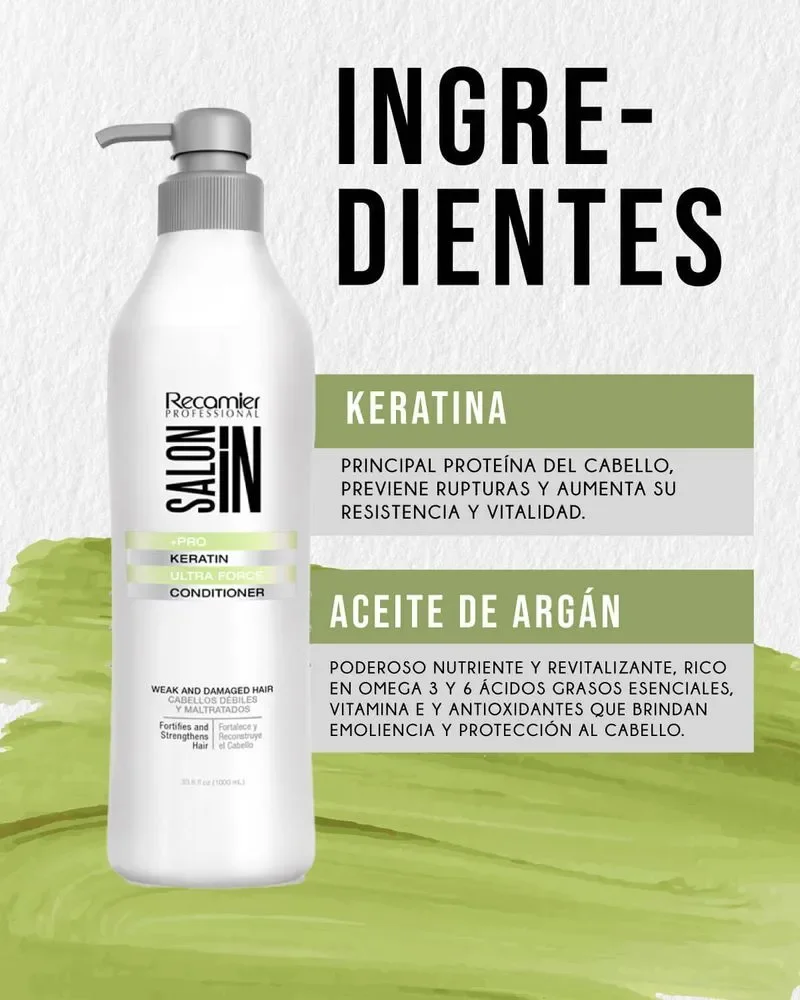 ACONDICIONADOR KERATIN ULTRA FORCE SALON IN X 1000 ML