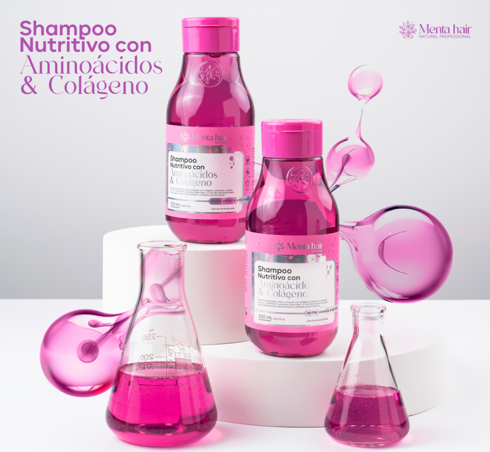 SHAMPOO HIDRATANTE & NUTRITIVO  COLAGENO Y AMINOACIDOS MENTA HAIR X 550ML