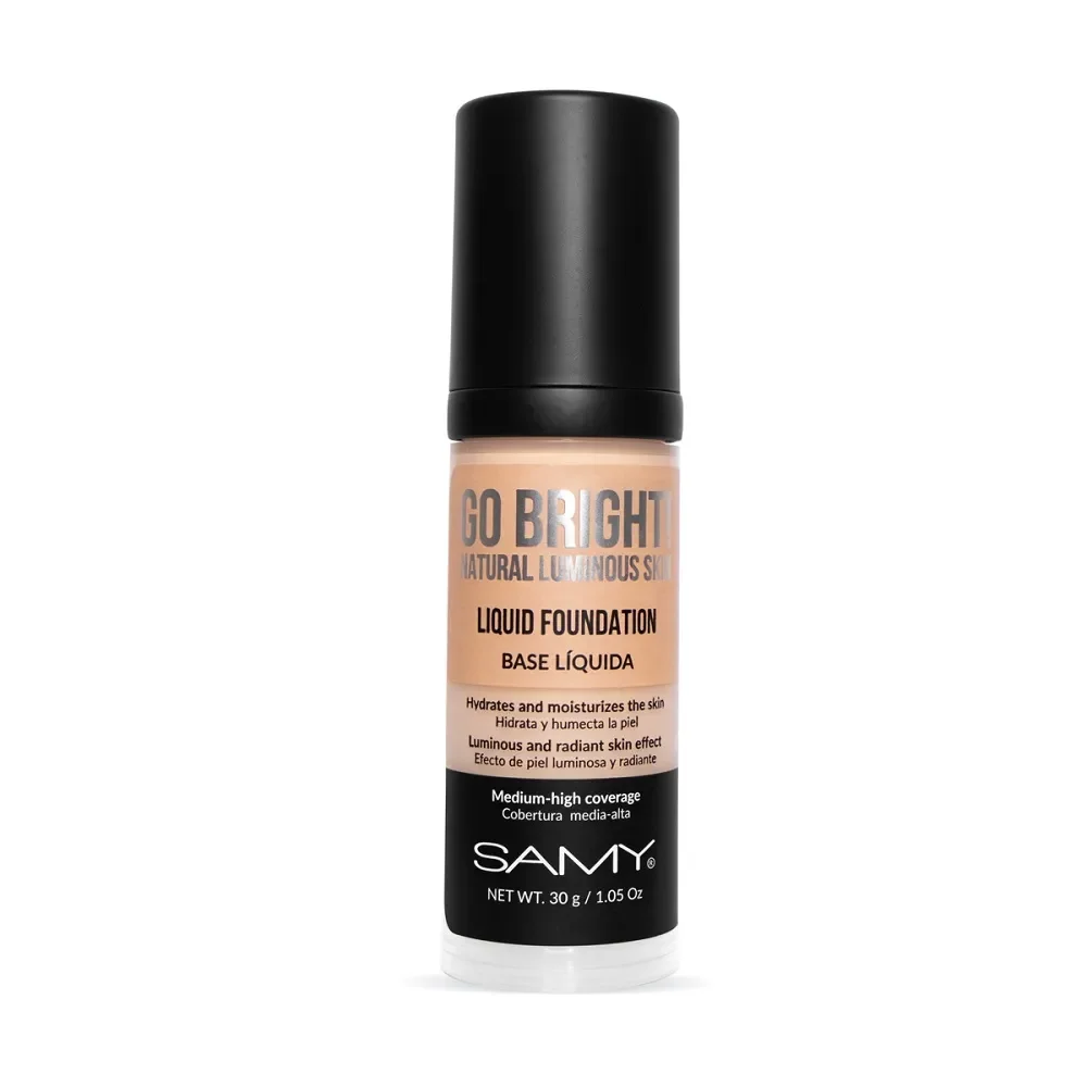 BASE LÍQUIDA SAMY GO BRIGHT TONO 3.0 MEDIUM DE 30 GRAMOS.