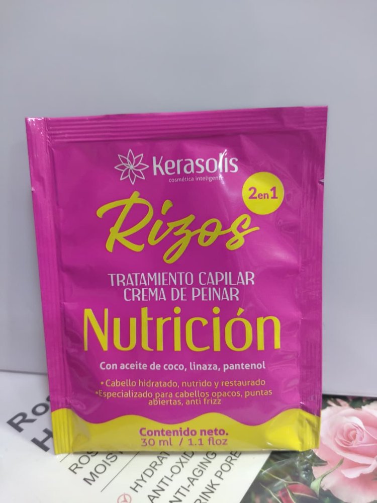 KERASOLÍS RIZOS 2 EN 1 TRATAMIENTO CAPILAR CREMA DE PEINAR NUTRICIÓN 30 ML