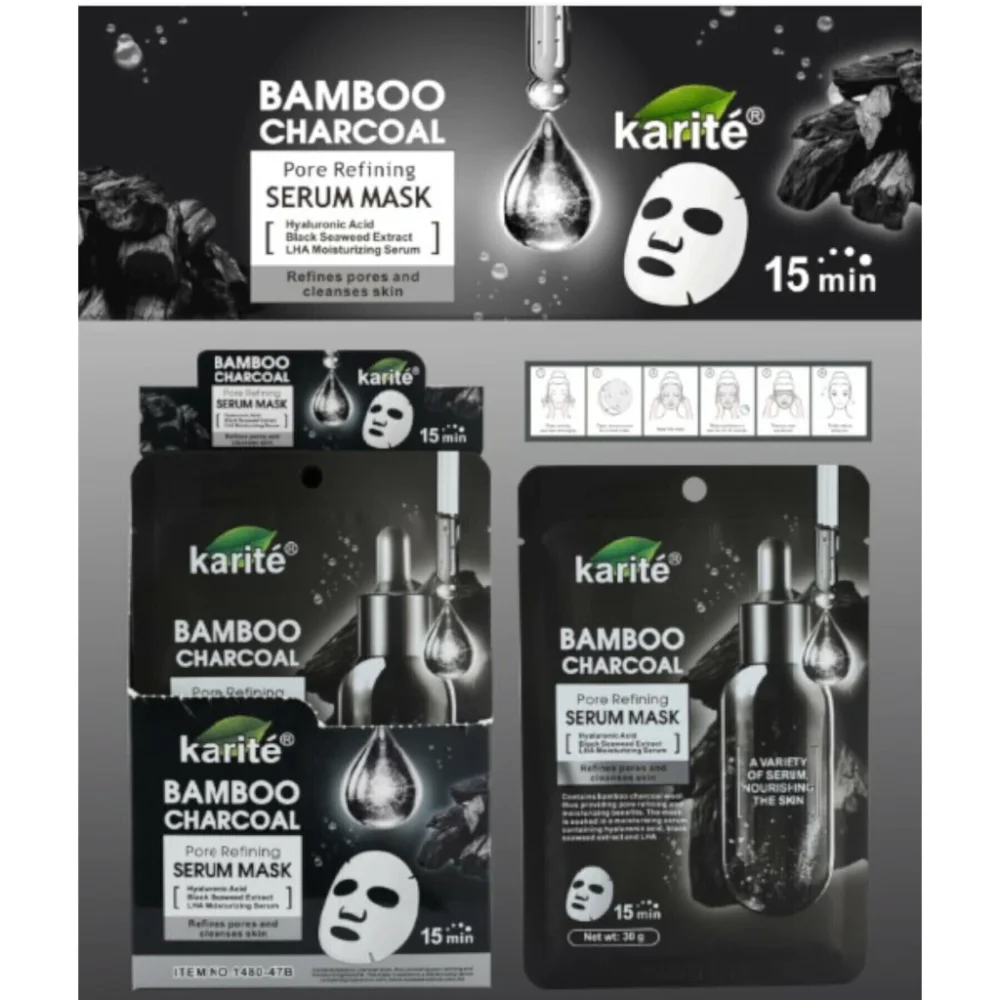 MASCARILLA FACIAL BAMBOO CHARCOAL PORE REFINING SERUM MASK KARITÉ 30 G