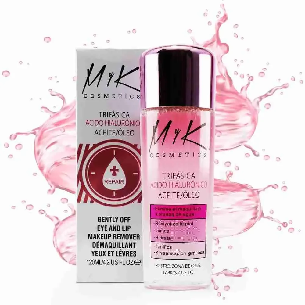 DESMAQUILLANTE TRIFÁSICO ÁCIDO HIALURÓNICO MYK COSMETICS 120 ML