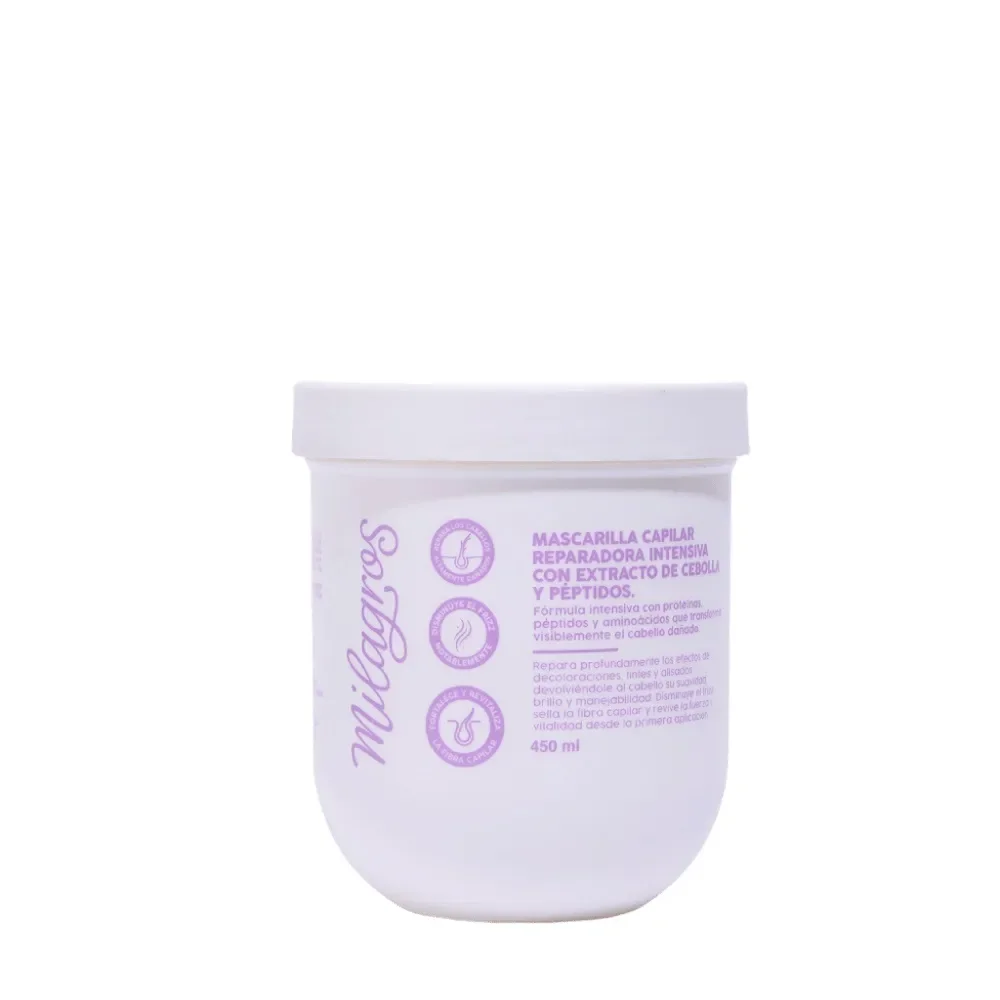 MASCARILLA CAPILAR REPARADORA INTENSIVA CON EXTRACTO DE CEBOLLA Y PÉPTIDOS MILAGROS 450 ML