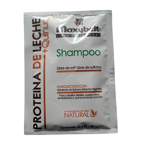 SHAMPOO PROTEÍNA DE LECHE + QUINUA MAXYBELT X 40 G