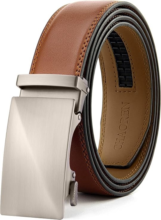 Cinturón para hombre de cuero con trinquete (Marron)