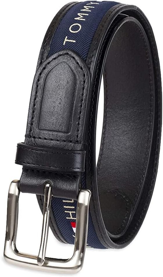 Tommy Hilfiger Cinturon Casual (Negro/Azul Marino)