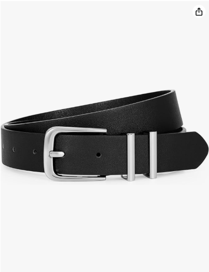 Cinturón de piel sintética suave para mujer (Negro)