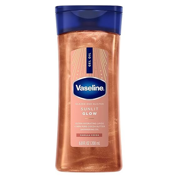 Vaseline Glazed and Glisten Sunlit Glow - Aceite de gel corporal Vainilla y Cacao
