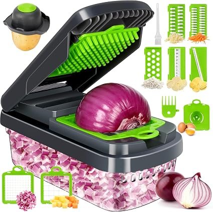 Yusshn Picador de verduras, picador de alimentos multifuncional 12 en 1