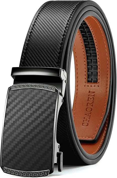 Cinturón para hombre de cuero con trinquete (Fibra de Carbono)