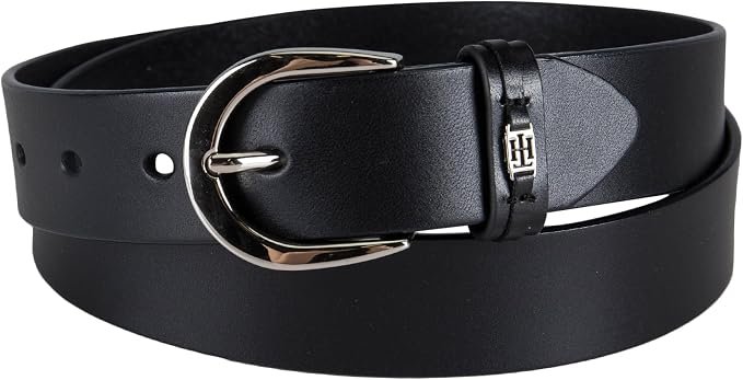 Tommy Hilfiger Cinturón de cuero casual para mujer (Negro)