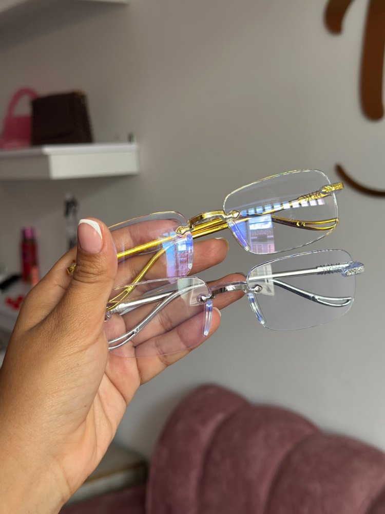 Gafas transparentes, dorado y plateado