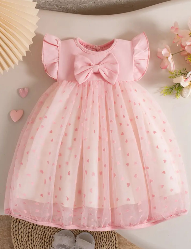 VESTIDO ROSADO BEBÉ CORAZONES PEQUEÑOS