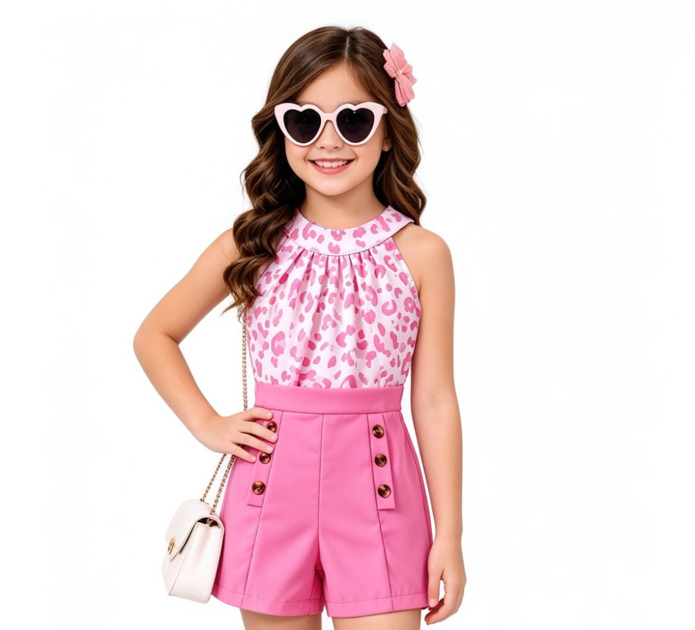 Conjunto para Niña con Short y Blusa Animal Print