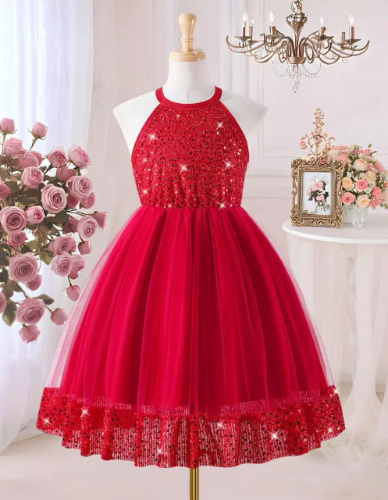 VESTIDO ROJO TOP BRILLANTE INTENSO