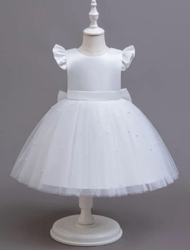 VESTIDO BLANCO TULL  PERLAS