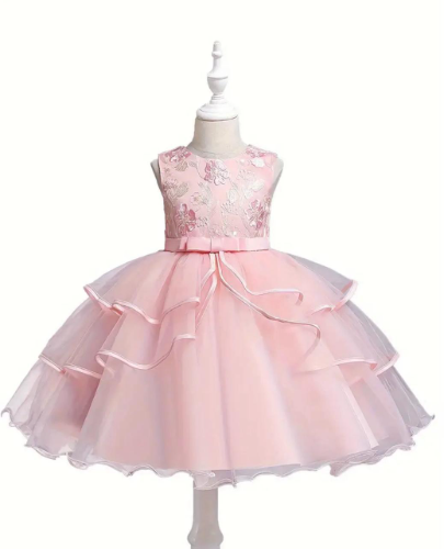 VESTIDO ELEGANTE ROSA FLORES TOP/CAPAS