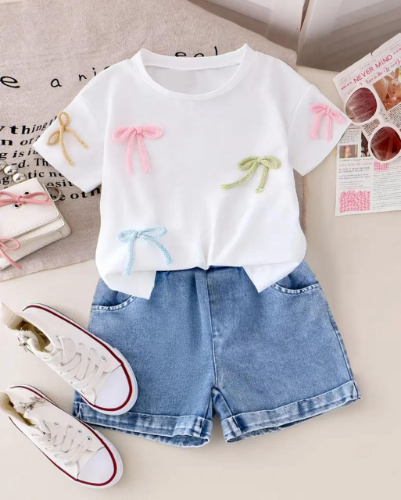 CJ SHORT JEAN BLUSA ROSA LAZO / BL CORDON