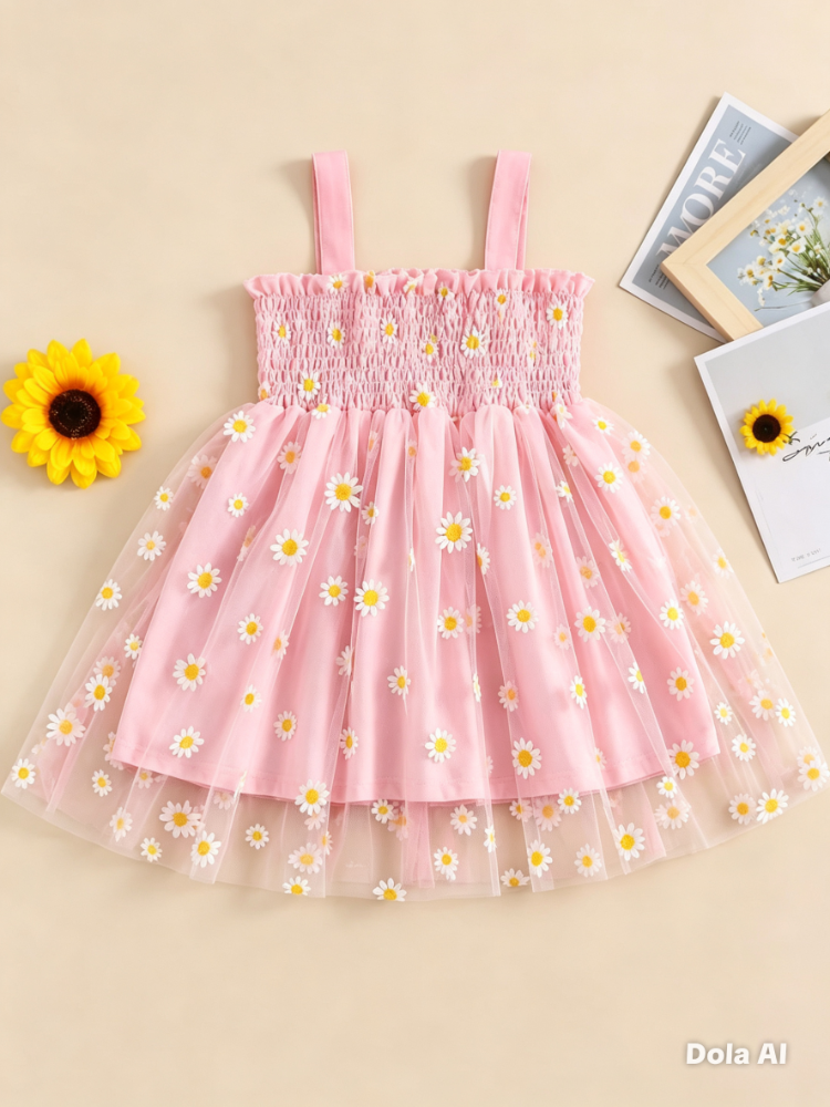 VESTIDO TULL BATA MARGARITAS COLORES