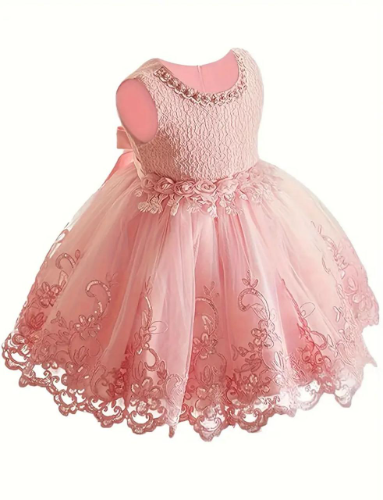 VESTIDO ROSADO / LILA  PERLAS BORDADO LENTEJUELAS