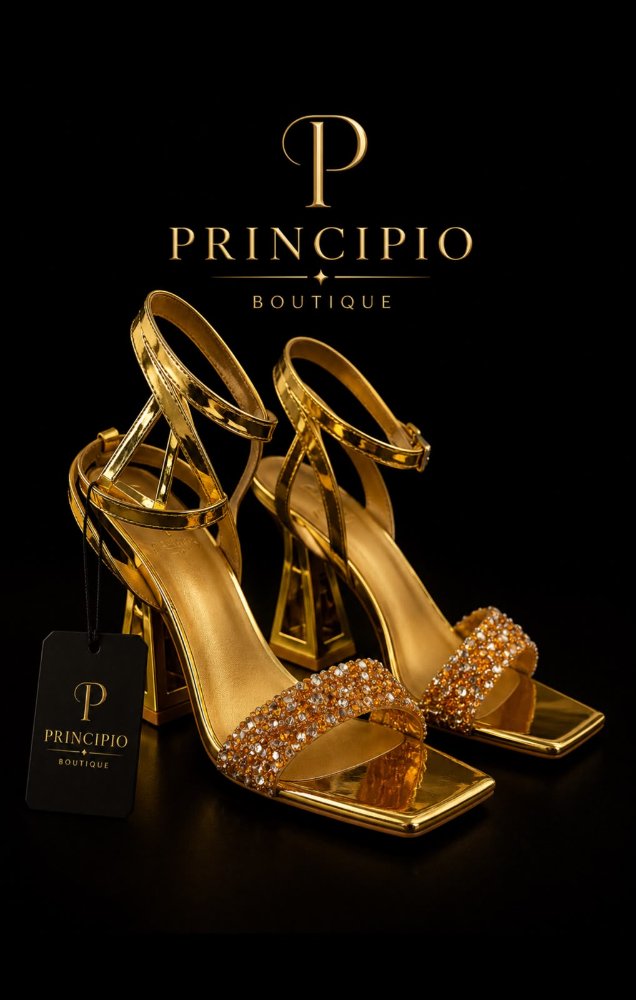 Tacon dorado pirámide talla 38
