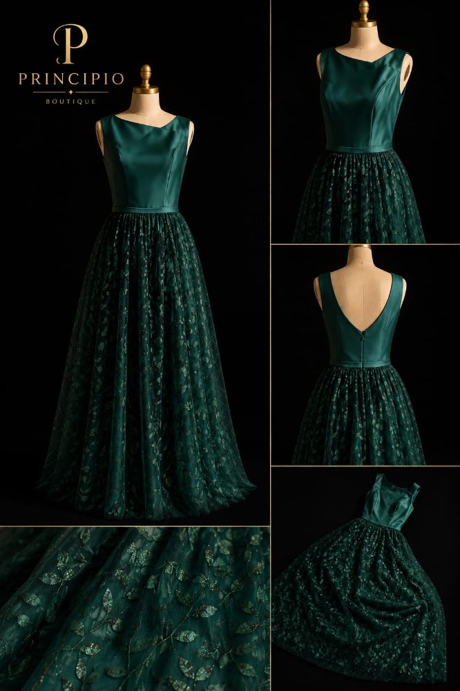 VESTIDO DE FIESTA COLOR VERDE TALLA S