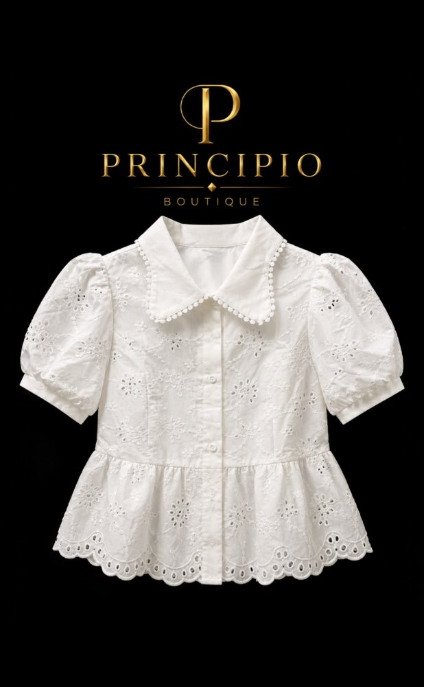 Blusa elegante de ojalillo Talla L
