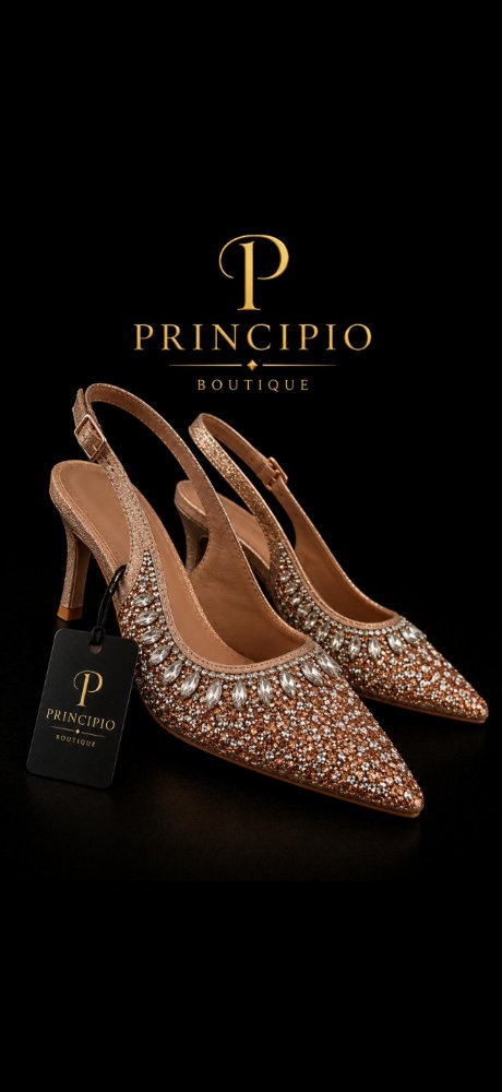 Tacon con Pedreira oro rosa de punta fina talla 40