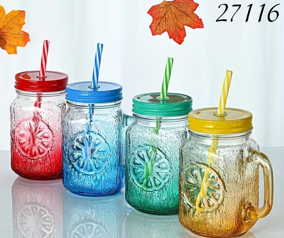 27116     Vaso Con Tapa Y Popote 500Ml     48pcs
