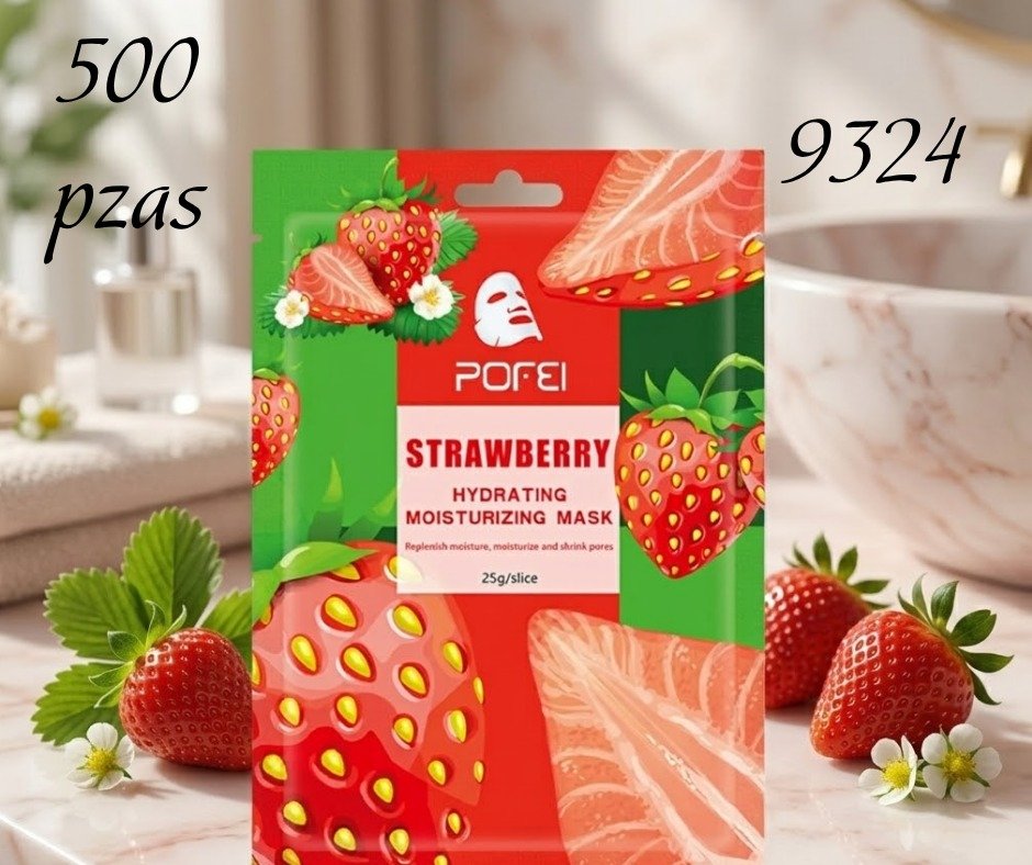9324     Mascarilla Facial Hidratante De Frutas 25Ml Fresa     500pcs