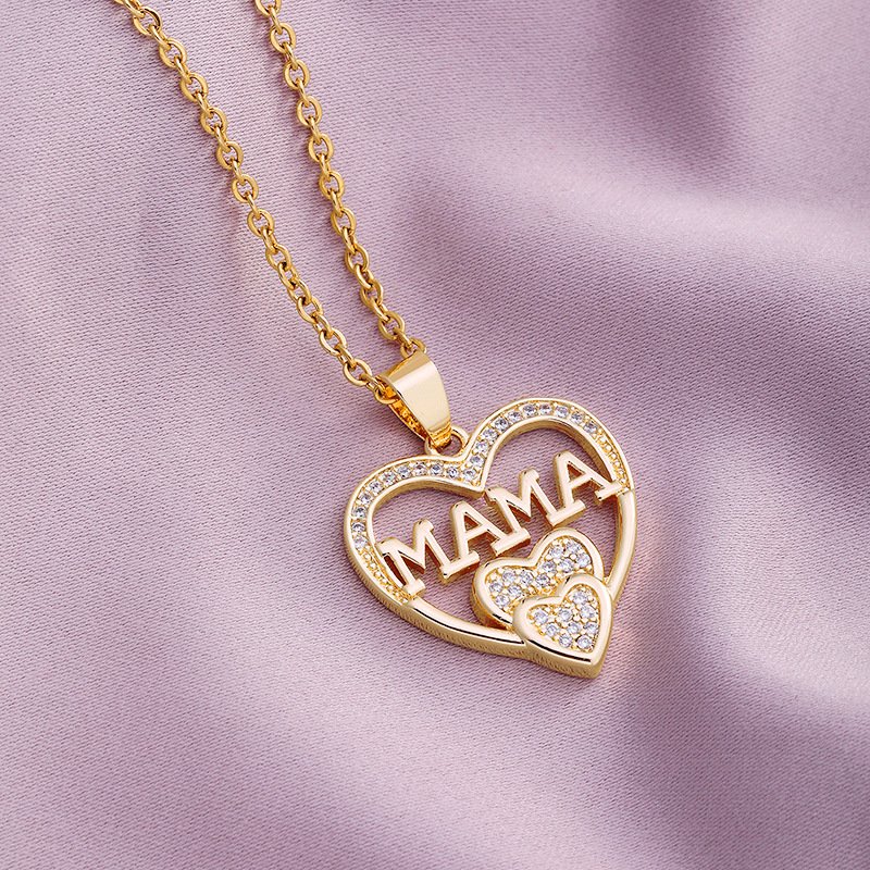 95549-CADENA DORADA DE CORAZON LETRA MAMA