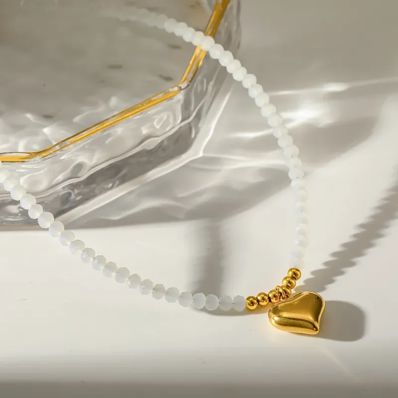89541-COLLAR PIEDRAS BLANCAS CON DIJE DE CORAZON