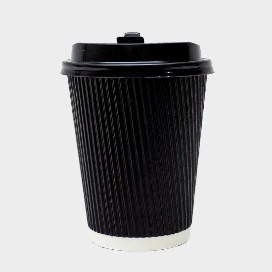 Vaso para Café Corrugado Negro