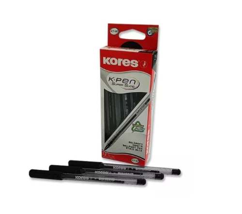 BOLIGRAFO KORES TRANSP. NEGRO x12