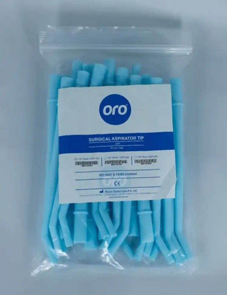 Eyectores de saliva quirúrgico 1/16" azul, 25 unds, ORO