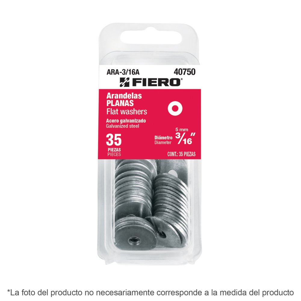 Blister 30 Arandelas Planas 1/4" 40751 Fiero