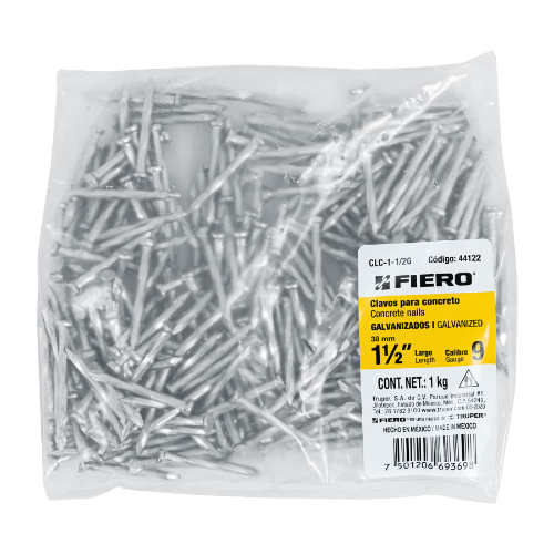 Clavo 1-1/2" Concreto Galvanizado 1K 44122 Fiero