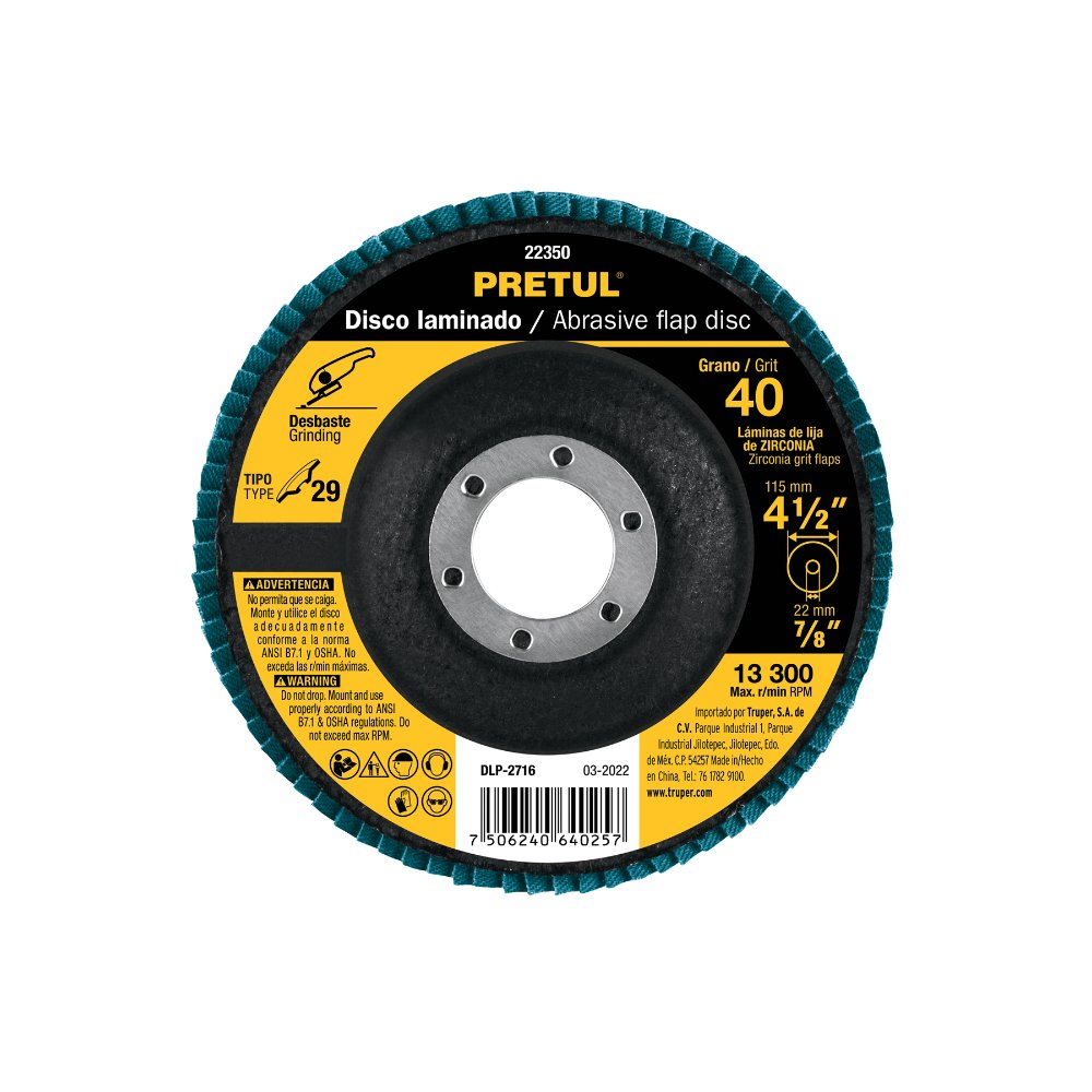 Disco Laminado 4-1/2" Grano 40 7/8" 22350