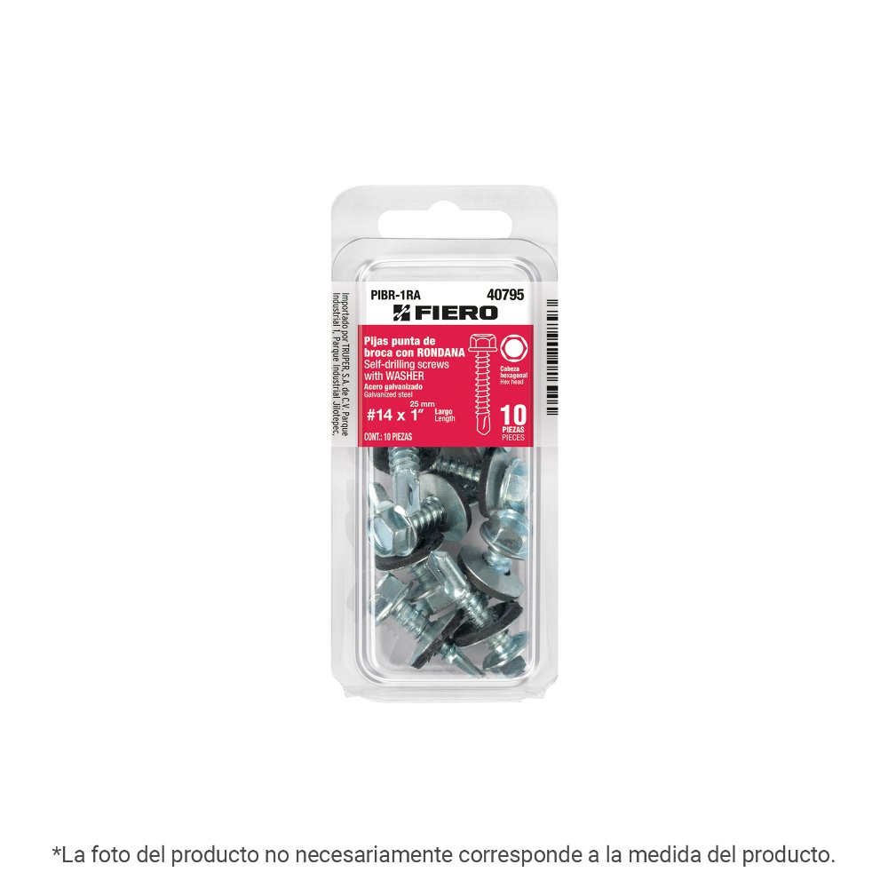 Pija 14x2" Cabeza Hexagonal Punta Broca Blister 40798 Fiero