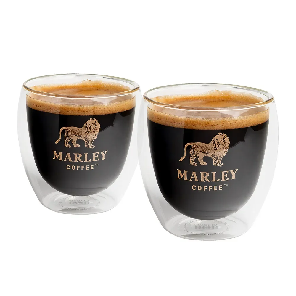 Set 2 Mini Glass Mugs Espresso 180ml