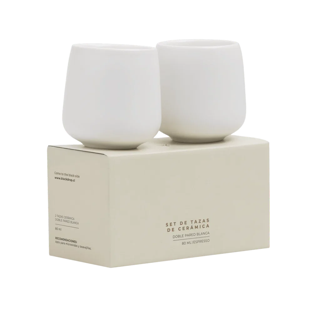 Set 2 Tazas Ceramica 80 ml Espresso Blanco