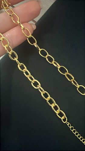 PULSEIRA FOLHEADA OURO 18K ELO TIPO GRAO DE ARROZ ARREDONDADO MÉDIAS